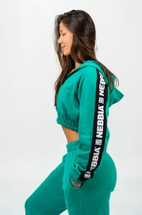 Dámska mikina Nebbia  Cropped Zip-Up Hoodie green