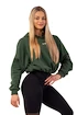 Dámska mikina Nebbia  Loose Fit Crop Hoodie Iconic 421 dark green