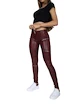 Dámske legíny Hugz Jeans  Wine Faux Leather Biker Mid Waist XS