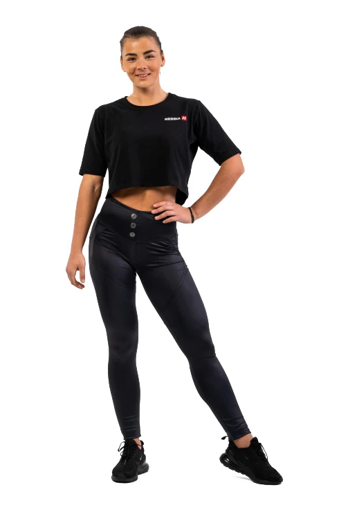 Dámske legíny Nebbia  Glossy look Bubble Butt leggings high waist 586 black