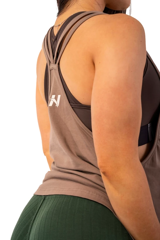 Dámske tielko Nebbia  Sleeveless Loose Cross Back Tank Top "Feeling Good" 419 Brown