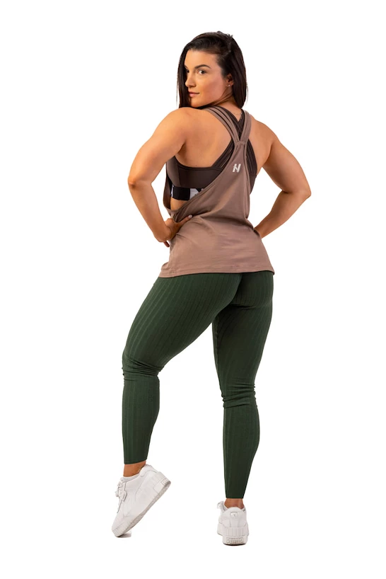 Dámske tielko Nebbia  Sleeveless Loose Cross Back Tank Top "Feeling Good" 419 Brown