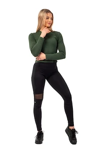Dámske tričko Nebbia  Organic Cotton Ribbed Long Sleeve Top 415 dark green