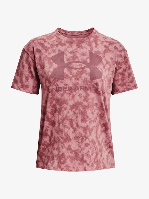 Dámske tričko Under Armour  LOGO AOP HEAVYWEIGHT SS-PNK M