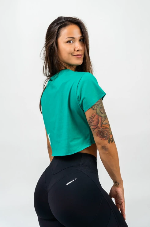 Dámsky top Nebbia POWERHOUSE Oversized Crop Top 279 green