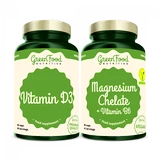 GreenFood Magnesium Chelát + Vitamin B6 90 kapslí + Vitamin D3 60 kapslí