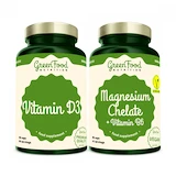 GreenFood Magnesium Chelát + Vitamin B6 90 kapslí + Vitamin D3 60 kapslí