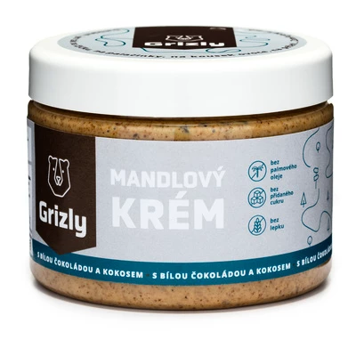 Grizly  Mandlový krém s bílou čokoládou a kokosem 500 g