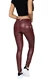 Hugz Jeans Wine Faux Leather Biker Mid Waist