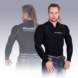 Madmax Ckompresné tričko s dlhým rukávom so zipsom MSW903 čiernozelené