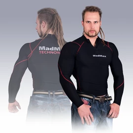 Madmax Kompresné tričko s dlhým rukávom so zipsom MSW903 čiernočervené