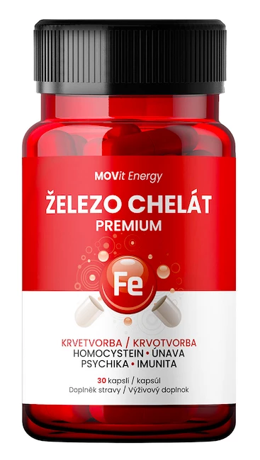 MOVit  Železo Chelát Premium 30 kapslí