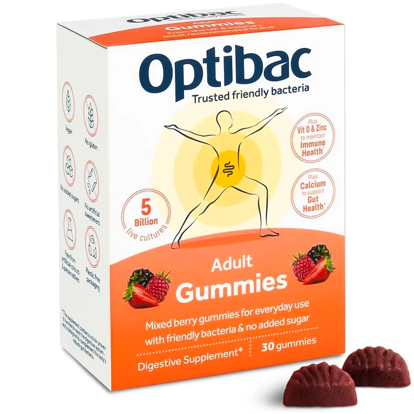 Optibac  Adult Gummies (Želé s probiotiky pro dospělé) 30 želé bonbónů ovocie