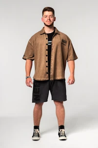 Pánska košeľa Nebbia  Washed-off Oversized Shirt 90s THROWBACK 347 Light Brown