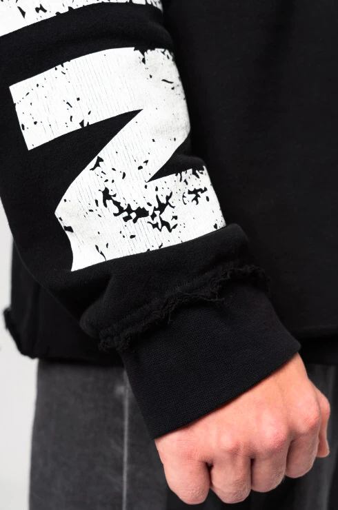 Pánska mikina Nebbia  Oversized Pullover Hoodie NO BS Black