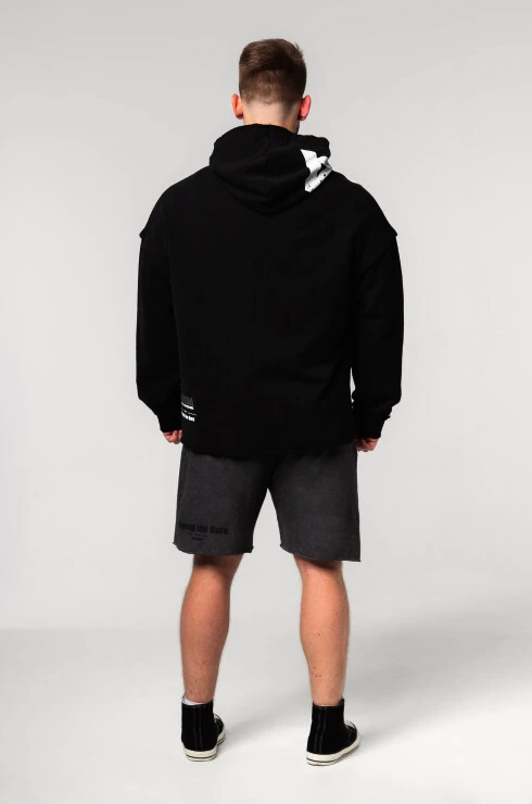 Pánska mikina Nebbia  Oversized Pullover Hoodie NO BS Black
