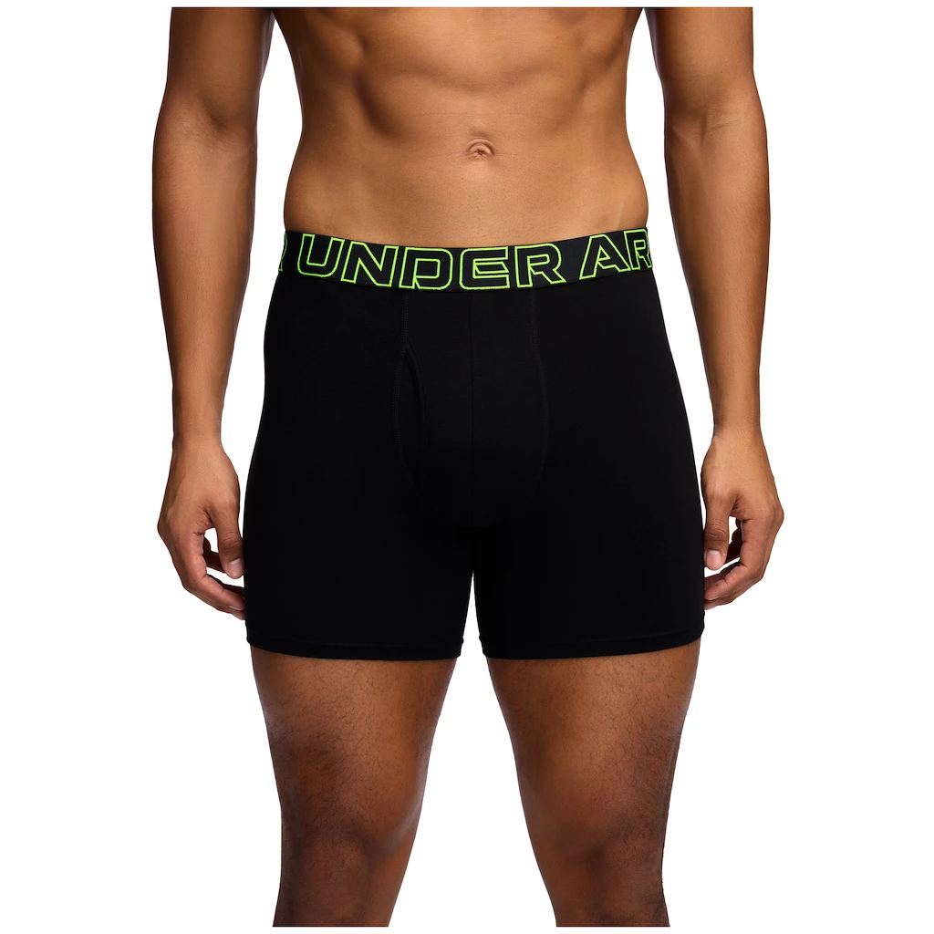 Pánske boxerky Under Armour Perf Cotton 6in 3Pack Black