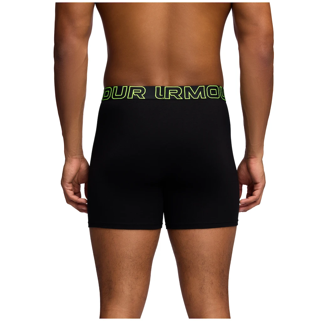 Pánske boxerky Under Armour Perf Cotton 6in 3Pack Black