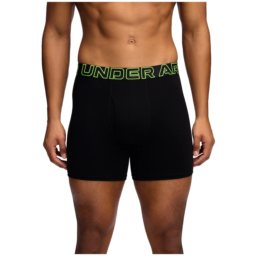 Pánske boxerky Under Armour Perf Cotton 6in 3Pack Black