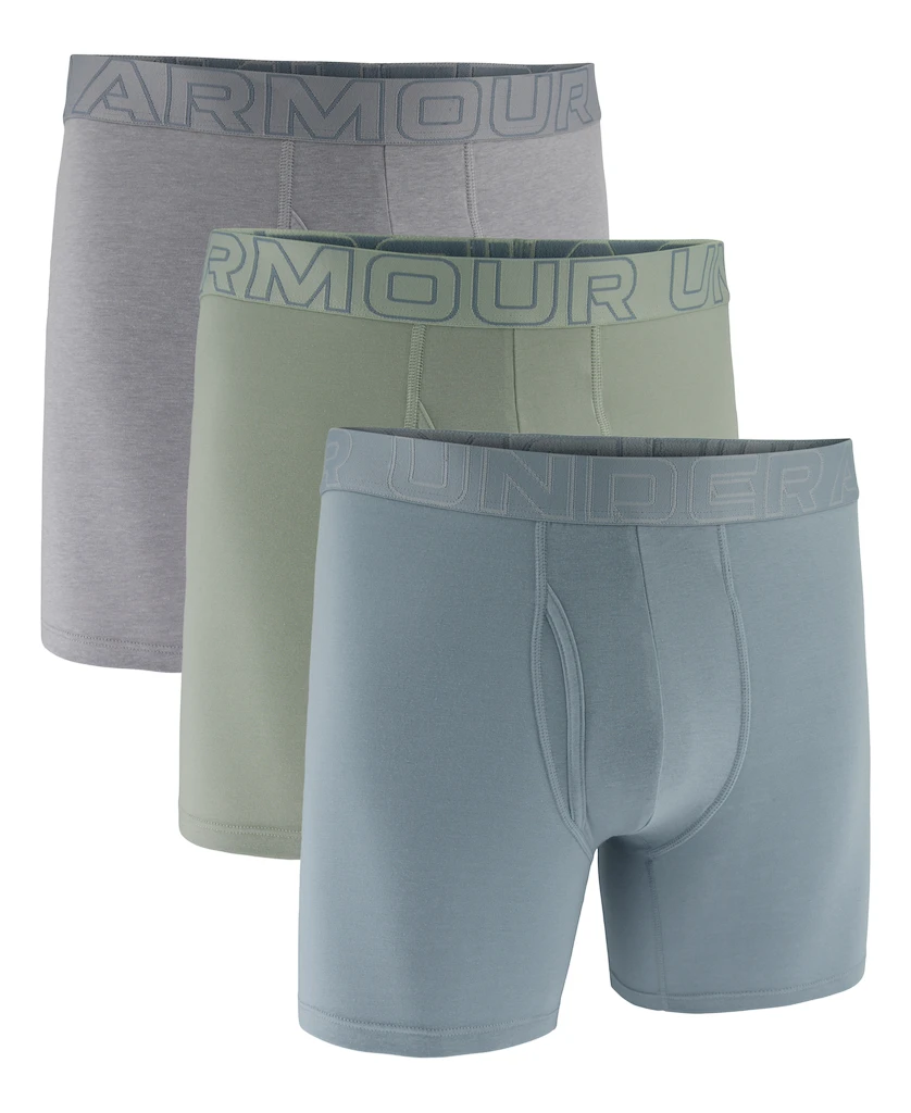 Pánske boxerky Under Armour Perf Cotton 6in 3Pack Blue