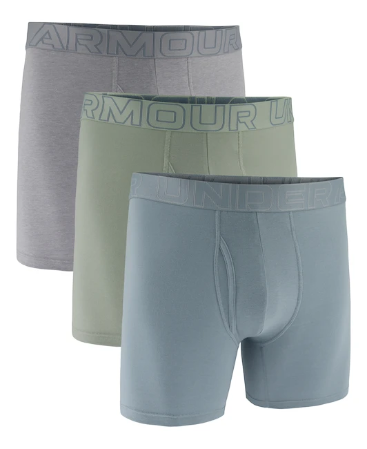 Pánske boxerky Under Armour Perf Cotton 6in 3Pack Blue