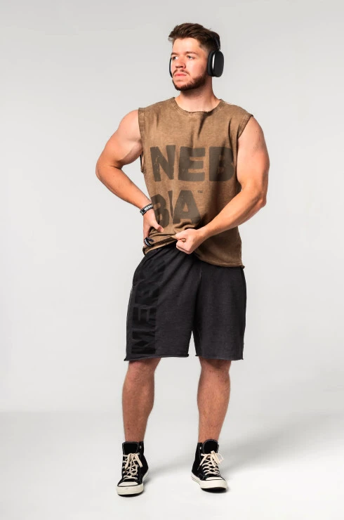Pánske šortky Nebbia  Washed-off Gym Sweatshorts NO BS 367 Black