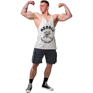 Pánske tielko Nebbia NEBBIA x OLYMPIA Washed Muscle Back Stringer GOLDEN AGE 791 light grey