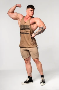 Pánske tielko Nebbia  Washed-off Oversized Stringer MAX OUT 359 Light Brown
