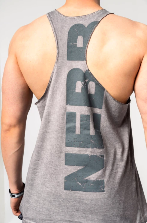 Pánske tielko Nebbia  Washed-off Oversized Stringer MAX OUT 359 Light Grey