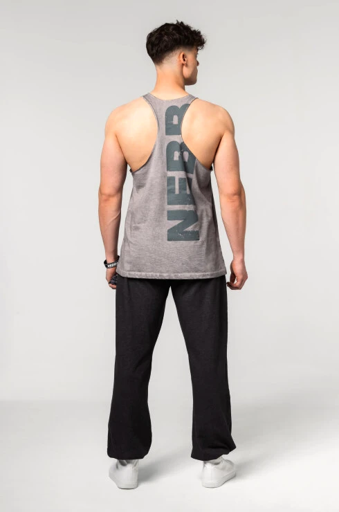 Pánske tielko Nebbia  Washed-off Oversized Stringer MAX OUT 359 Light Grey