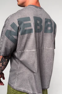 Pánske tričko Nebbia  Washed-off Oversized Heavyweight Cotton T-shirt NO SHORTCUTS 369 Light Grey
