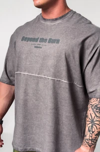 Pánske tričko Nebbia  Washed-off Oversized Heavyweight Cotton T-shirt NO SHORTCUTS 369 Light Grey