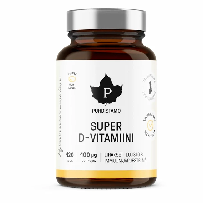Puhdistamo  Super Vitamin D 4000&nbsp;iu 120&nbsp;kapslí