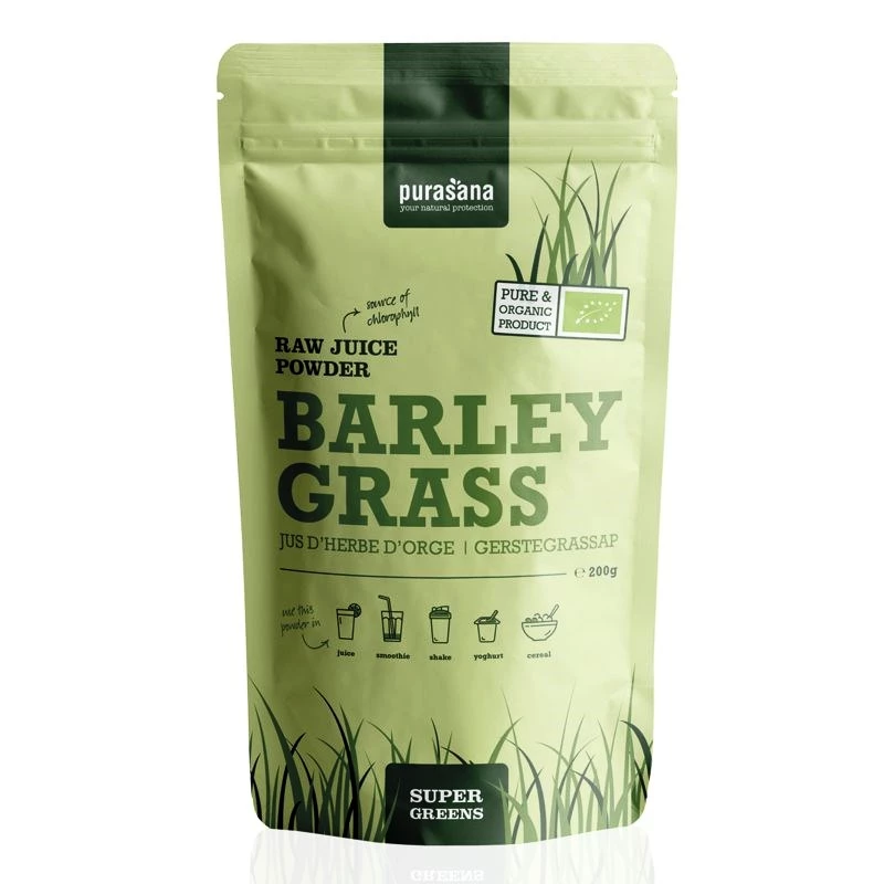 Purasana  Barley Grass Raw Juice Powder BIO 200&nbsp;g